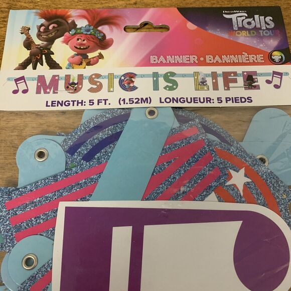 Trolls World Tour Party Banner 5ft~Girls Birthday Party Supplies - Picture 2 of 3